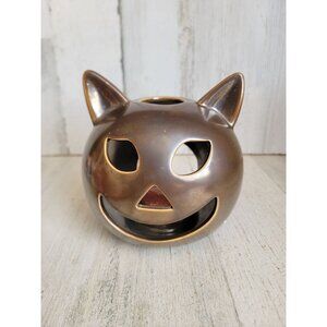 Unique smiling cat Jack o lantern turn tea light candle holder Halloween‎